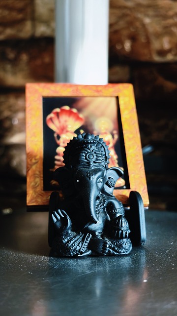 Ganesha, Statuette, Sort, Skulptur