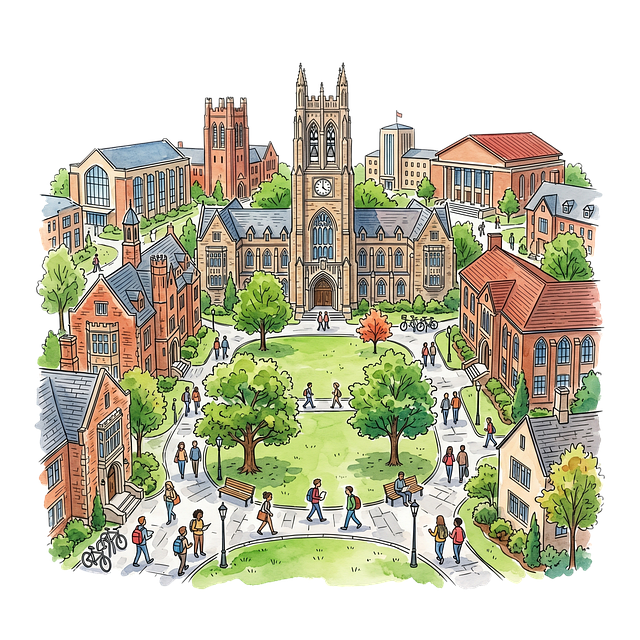 Free university campus students illustration