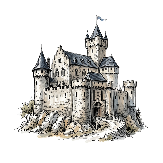 Free castle hill path illustration
