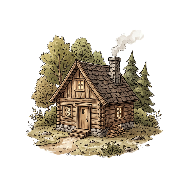 Free log cabin foundation nature illustration