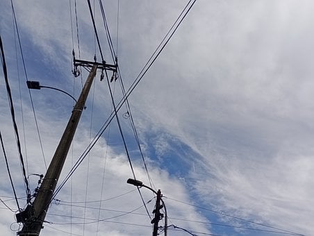Electricitate, Stâlp Electric, Fir, Cer