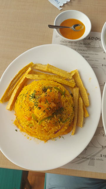 Free Plantain Chips Saffron Risotto photo and picture