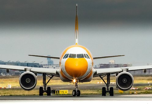 Avião, A320, Condor, Decolagem, Amarelo