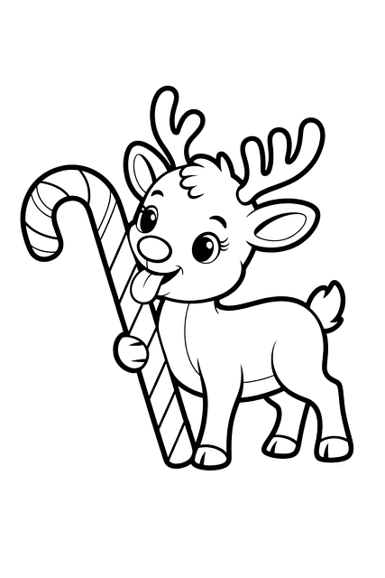 Free Reindeer Candy Cane photo and picture