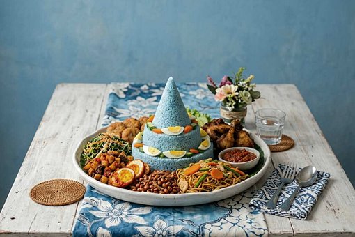 Nasi Tumpeng, Indonesisk Mad, Blå Ris