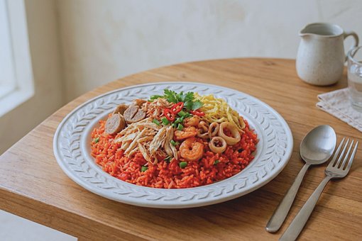 Rød, Stegt Ris, Nasi Goreng, Skaldyr