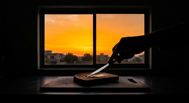 Free silhouette toast bread knife illustration