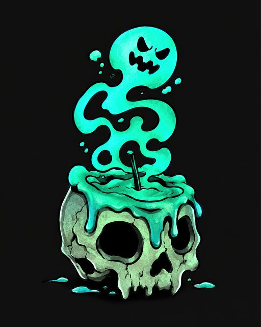Free haunted potion skull bottle magic potion illustration