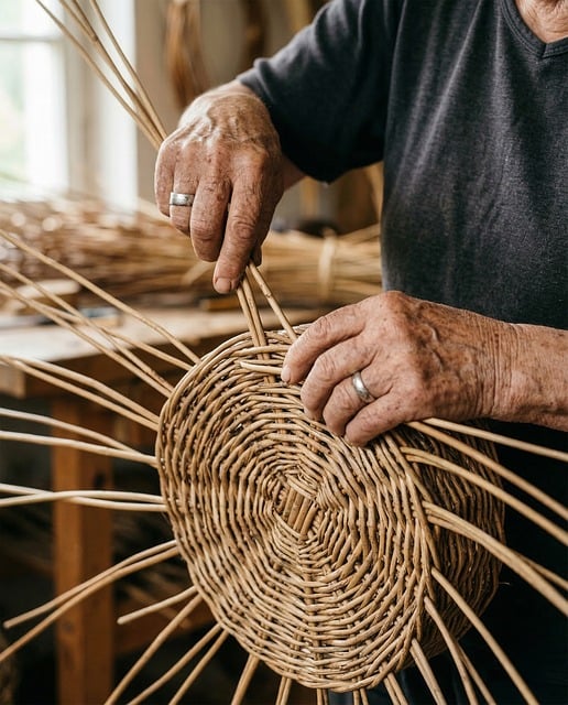 Free basket weaving craftsmanship hands illustration