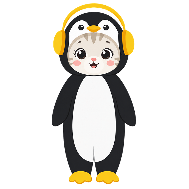 Pisoi, Pinguin, Costum, Căști, Galben