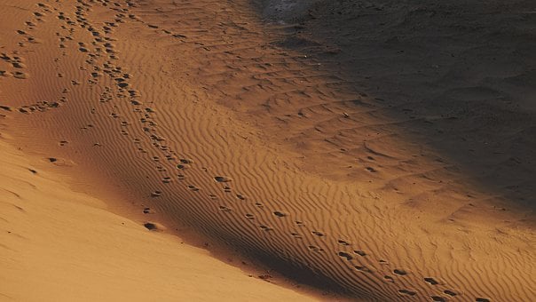 Wüste, Sand, Fußspuren, Düne, Trocken