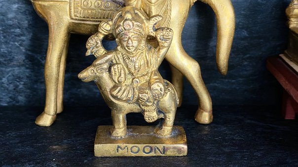 Gud, Statue, Hinduisme, Måne, Metal