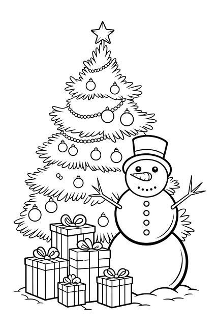 Free Coloring Book Snowman illustration and picture