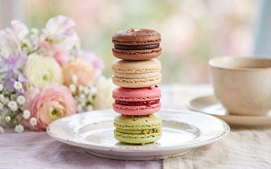 Macaron, Blumentapete, Dessert, Bunt