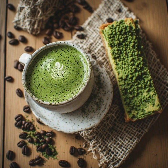 Free matcha green tea cake illustration