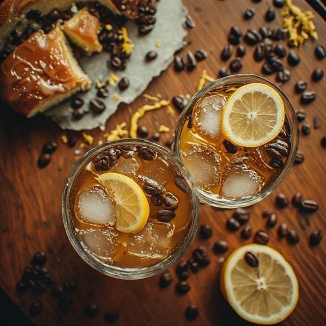Cocktail, Kaffeebohnen, Eis, Zitrone