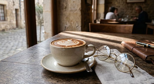 Kaffekop, Latte Art, Briller, Notebook