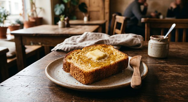 Brød, Toast, Smør, Morgenmad, Café