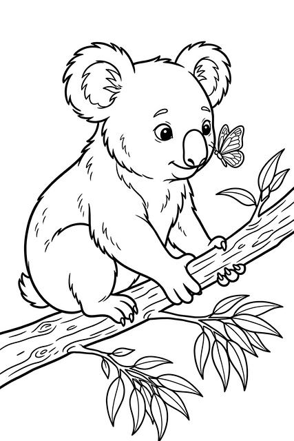 Free Coloring Page Koala illustration and picture