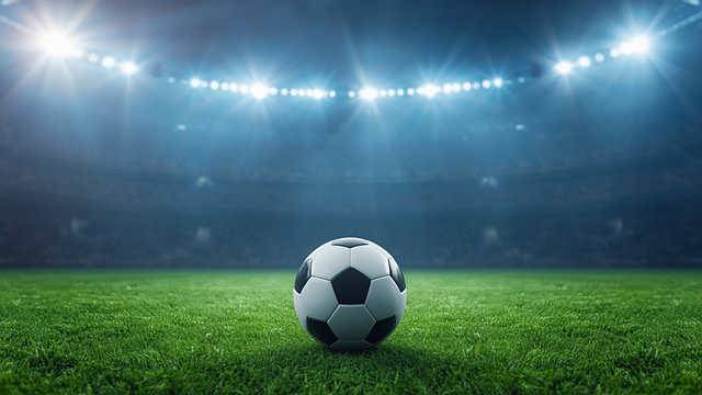 Fußball, Stadion, Gras, Scheinwerfer