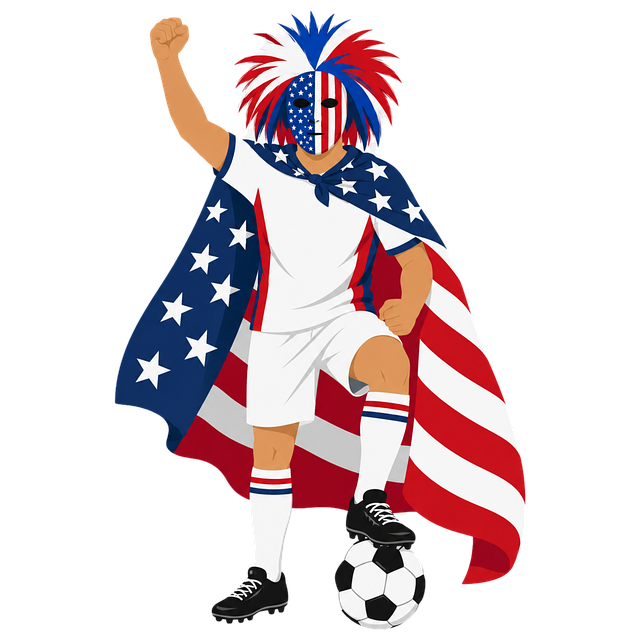 Fodbold, Jublende, Usa Flag, Ventilator