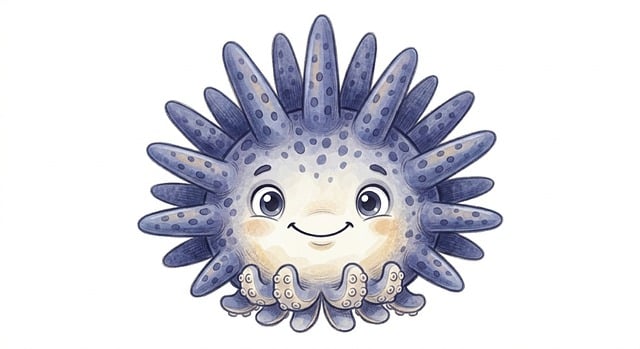 Free Sea Urchin Cartoon Character illustration and picture