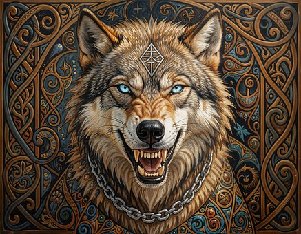 Wolf, Vikingpatroon, Ketting, Tekens