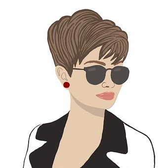 Mulher, Oculos De Sol, Cabelo Curto