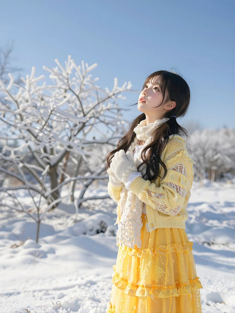 Winter, Schnee, Frau, Kalt, Mode, Natur