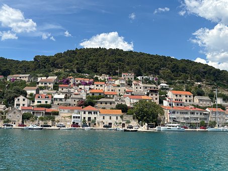 Zee, Kroatië, Kustdorp, Rode Daken
