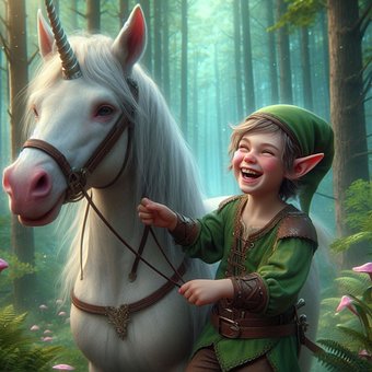 Elf, Fantasie, Eenhoorn, Paard, Bos