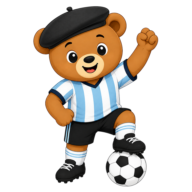 Fußballmaskottchen, Blau-Weißes Trikot