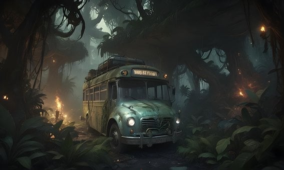 Fantasie, Dschungel, Alter Bus