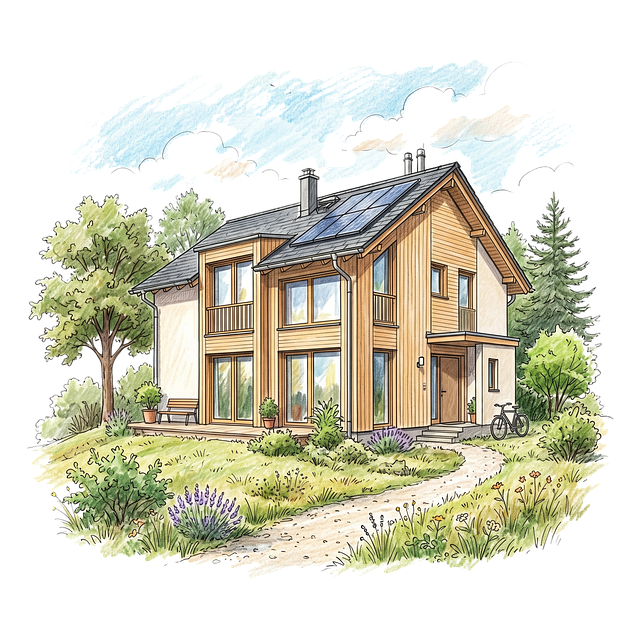 Free house wood paneling large windows illustration