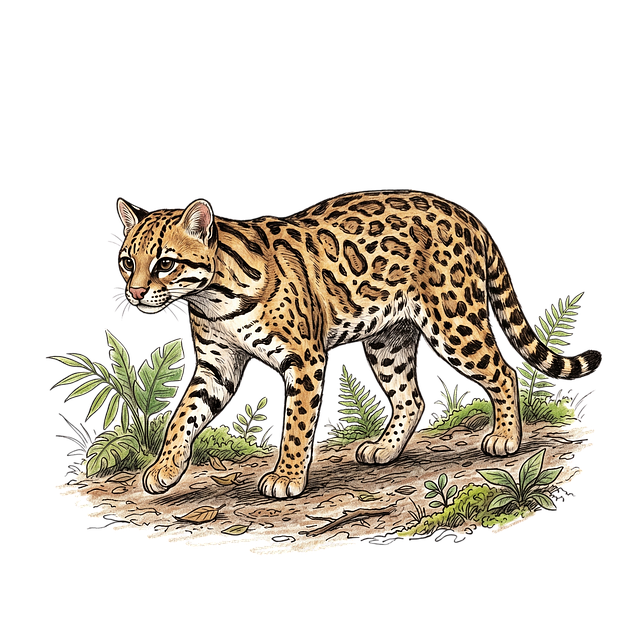 Free ocelot wild cat spots illustration