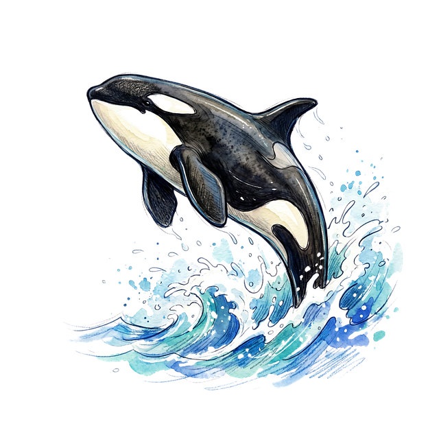 Free orca waves ocean illustration