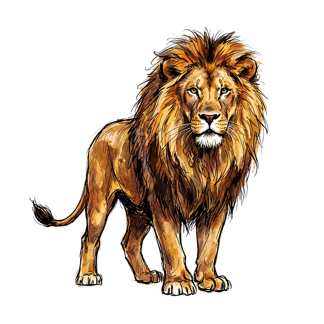 Free lion art black background illustration