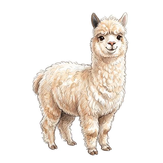Free alpaca animal illustration style illustration