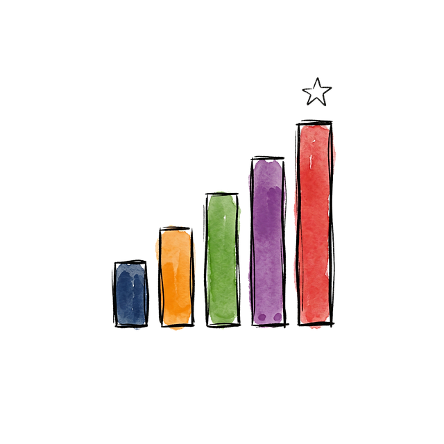 Free bar chart watercolor star illustration