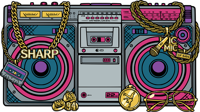 Boombox, Retro, Band, Goldkette