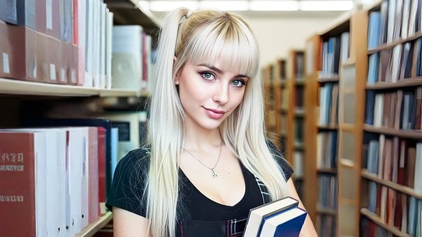 Universidade, Biblioteca, Menina