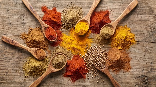 Free Spices Wooden Spoons illustration and picture