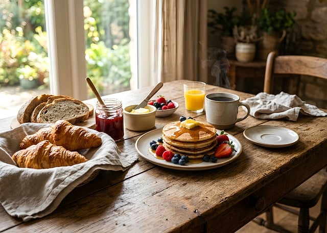 Free breakfast pancakes maple syrup illustration
