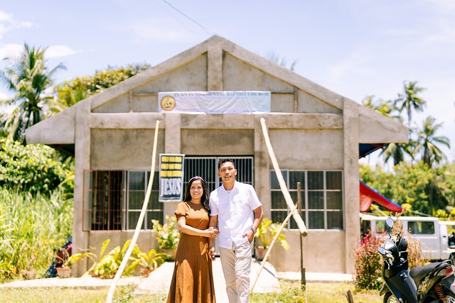 Iglesia, Rural, Soleado, Pareja, De Pie