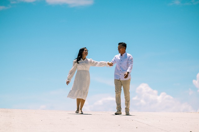 Pareja, Vestido De Verano, Cielo, Boda