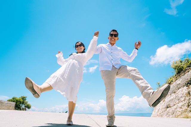 Pareja, Gente, Bailar, Feliz, Soleado