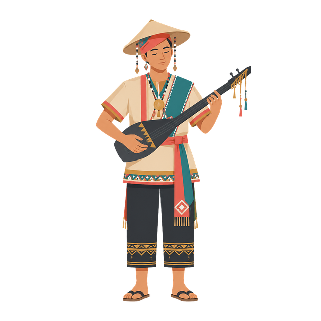 Free people traditional clothing musical instrument vector