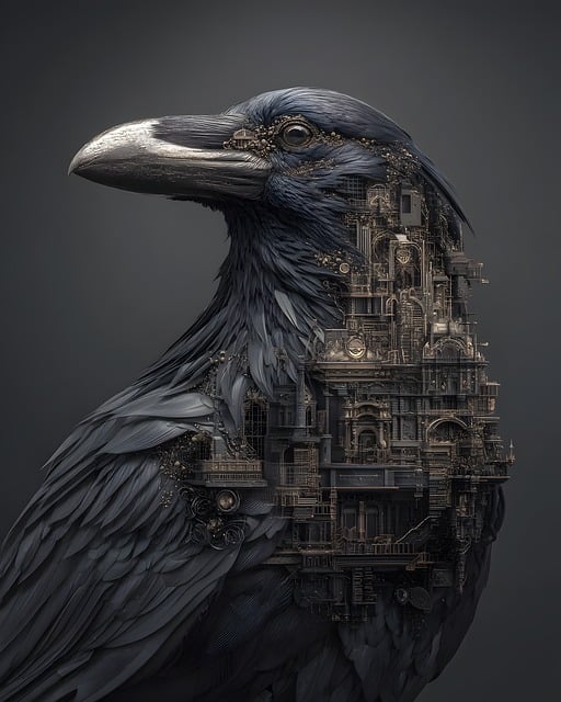 Free raven architecture art illustration