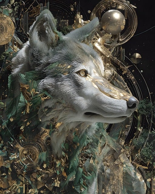 Free wolf cosmos stellar illustration