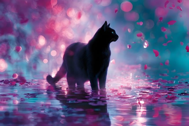 Free ai generated cat black illustration